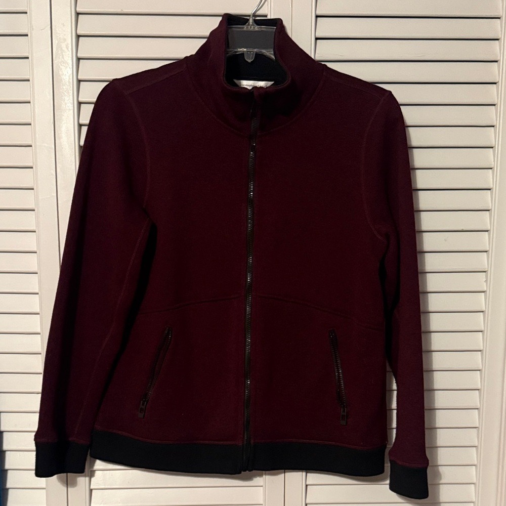 Christopher & Banks Mens Burgundy Zip Bomber Jacket Large Burgundy Red